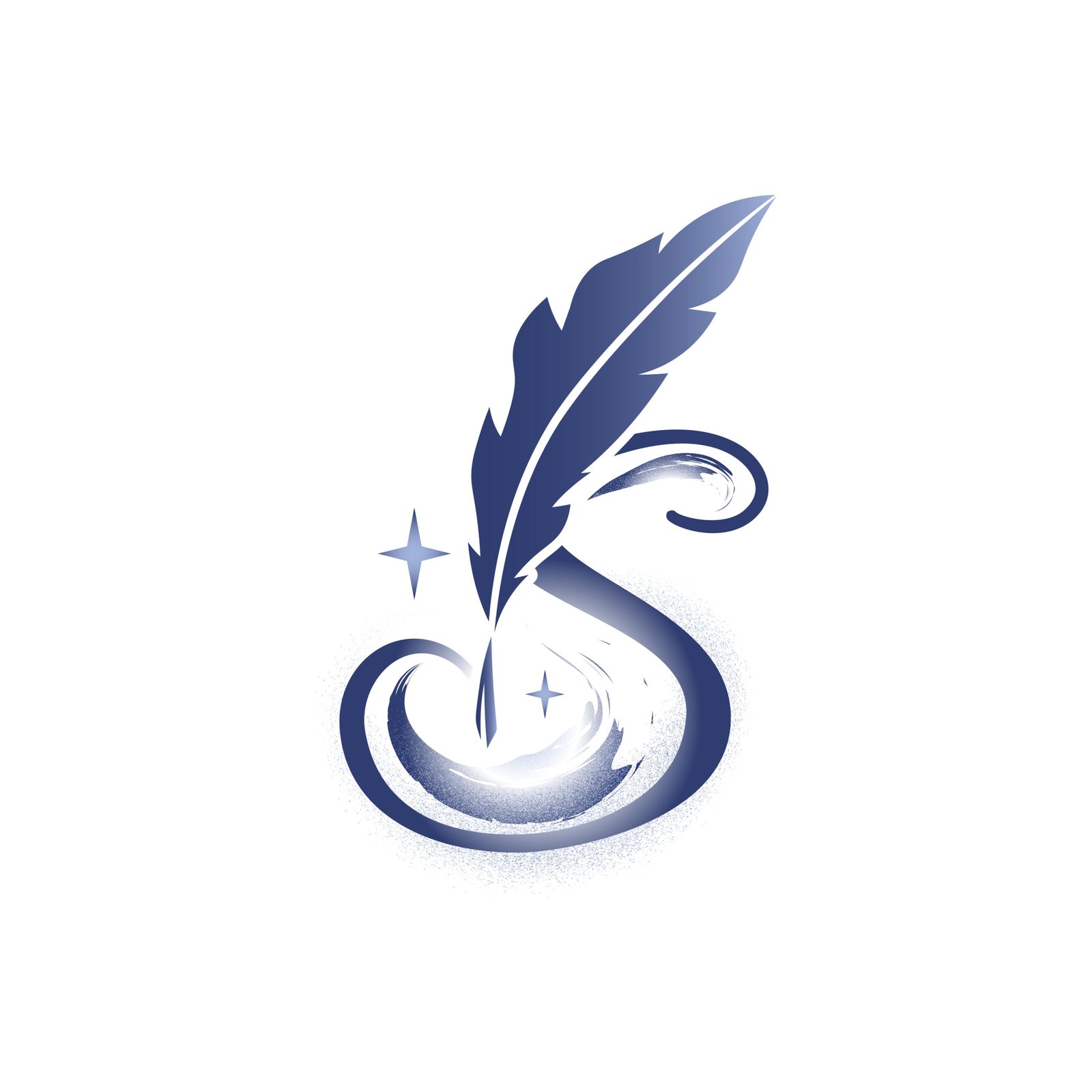 a quill and an S